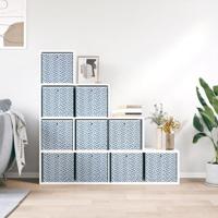 VidaXL Opbergboxen 10 st inklapbaar 32x32x32 cm ongeweven stof blauw - thumbnail