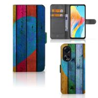 OPPO A98 5G | Book Style Case | Wood Heart - Cadeau voor je Vriend - thumbnail