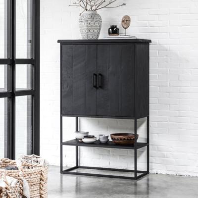 DTP Home Opbergkast 'Beam' Teakhout, 140 x 90cm, kleur Zwart DTP Home Opbergkast 'Beam' Teakhout, 140 x 90cm, kleur Zwart