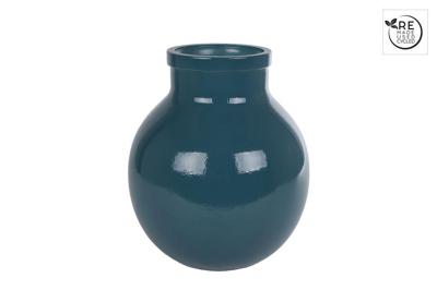 Vaas Aran glossy staalblauw glas 21x21x25cm