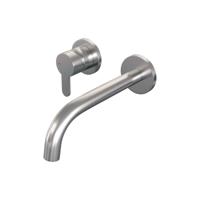 Brauer Brushed Edition Wastafelmengkraan inbouw - gebogen uitloop rechts - hendel plat smal - model D2 PVD - geborsteld RVS 5-NG-083-B4-65 - thumbnail