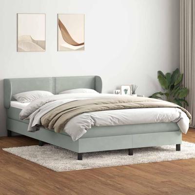 Boxspring met matras fluweel lichtgrijs 160x220 cm