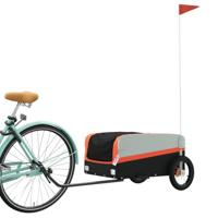VidaXL Fietstrailer 30 kg ijzer zwart en oranje - thumbnail