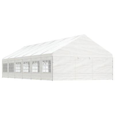 Prieel met dak 13,38x5,88x3,75 m polyetheen wit