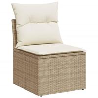 8-delige Loungeset met kussens poly rattan beige - thumbnail