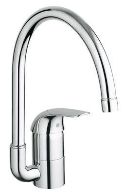 Grohe Euroeco keukenkraan met hoge C-uitloop chroom