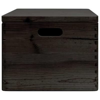 VidaXL Houten kist met deksel&handvatten 40x30x23cm grenenhout zwart