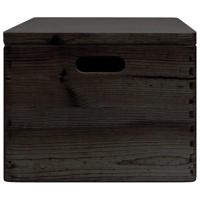VidaXL Houten kist met deksel&handvatten 40x30x23cm grenenhout zwart - thumbnail