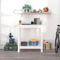 VidaXL Werkbank 80x50x80 cm massief grenenhout wit - thumbnail