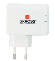 Skross 38565 USB-oplader 2x USB-A Wit, Zilver Binnen - thumbnail
