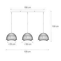 QAZQA Oosterse hanglamp zwart met naturel bamboe 3-lichts - Pua - thumbnail