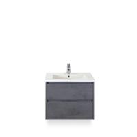 Porto Badmeubelset 70 cm - Beton Antraciet - Keramische Wastafel Wit Slim - thumbnail