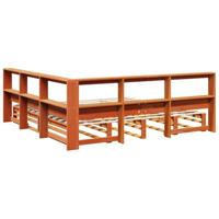 Bed met boekenkast zonder matras grenenhout wasbruin 200x200 cm - thumbnail