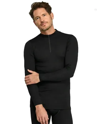 Thermo heren shirt lange mouw - Col met rits - Warm ondershirt met hoge hals