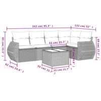 5-delige Loungeset met kussens poly rattan zwart - thumbnail