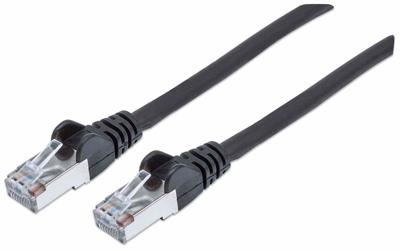 Intellinet 740562 RJ45 Netwerkkabel, patchkabel CAT 6A S/FTP 0.25 m Zwart Folie afscherming, Afscherming gevlochten, Afgeschermd, Halogeenvrij 1 stuk(s)