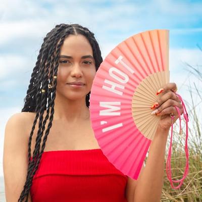 Houten waaier I'm Hot - Roze oranje Houten waaier I'm Hot - Roze oranje