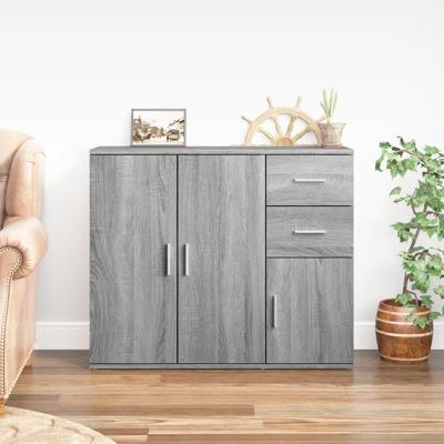 Dressoir 91x29,5x75 cm bewerkt hout grijs sonoma eikenkleurig