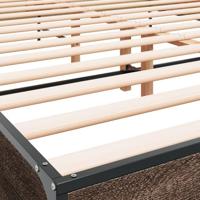 Bedframe bewerkt hout metaal bruin eikenkleur 120x190 cm - thumbnail
