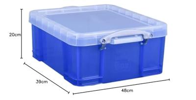 Opbergbox ru 18ltr 480x390x200mm transp blauw Opbergbox ru 18ltr 480x390x200mm transp blauw