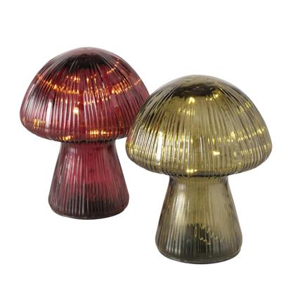 Boltze Home Beeld paddenstoel glas led h15cm