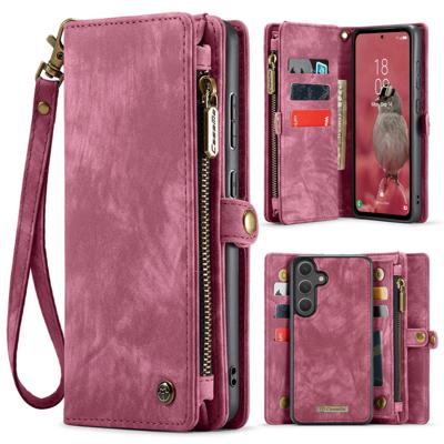 Caseme Samsung Galaxy S25 FE hoes - Vintage 2 in 1 portemonnee - Rood Caseme Samsung Galaxy S25 FE hoes - Vintage 2 in 1 portemonnee - Rood