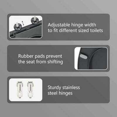 VidaXL Toiletzitting antraciet 47 x 37 x 4 cm duroplast