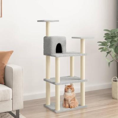 VidaXL Kattenkrabpaal met sisal krabpalen 118,5 cm lichtgrijs VidaXL Kattenkrabpaal met sisal krabpalen 118,5 cm lichtgrijs