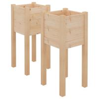 VidaXL Plantenbakken 2 st 31x31x70 cm massief grenenhout - thumbnail