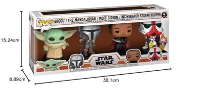 Star Wars Funko Pop Vinyl 4-Pack: Grogu, Mandalorian, Moff Gideon & Incinerator Stormtrooper Glow in the Dark