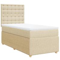 Boxspring met matras stof crèmekleurig 90x200 cm - thumbnail