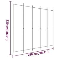 Kamerscherm met 5 panelen 250x220 cm stof bruin - thumbnail