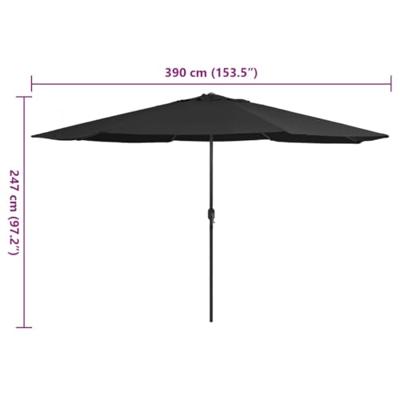 VidaXL Parasol met metalen paal 390 cm zwart