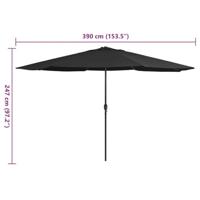 Parasol met metalen paal 390 cm zwart - thumbnail