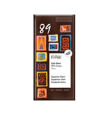 Chocolade puur superieur 89% Peru - 80 gram