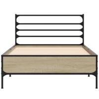Bedframe bewerkt hout en metaal sonoma eikenkleurig 90x200 cm - thumbnail