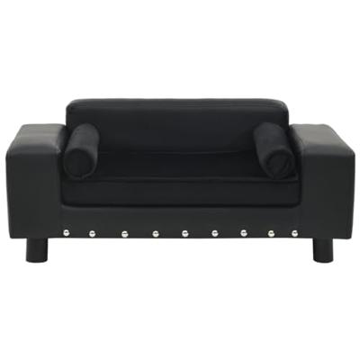 VidaXL Hondenbank 81x43x31 cm pluche en kunstleer zwart