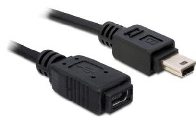 Delock 82667 USB-kabel USB-mini-B stekker, USB-mini-B bus 1.00 m Zwart