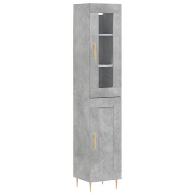 Hoge kast 34,5x34x180 cm bewerkt hout betongrijs