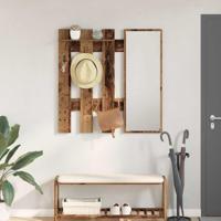 Wandgemonteerde kapstok met opslag Oude hout 100 x 10 x 100 cm - thumbnail