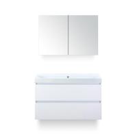 Maxx XL Badmeubelset 100 cm - Wit Hoogglans - Wastafel Just Zonder kraangat - met Spiegelkast - thumbnail