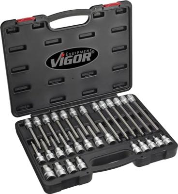 Vigor V1919 Dopsleutel-bitinzetset 1/2 (12,5 mm) 30-delig