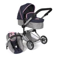 Combi-poppenwagen Linus - Melange Navy Grijs - thumbnail