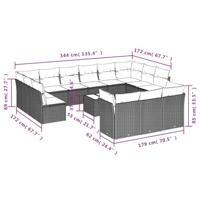14-delige Loungeset met kussens poly rattan bruin - thumbnail
