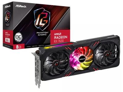 ASRock AMD Radeon RX 7600 Videokaart Phantom Gaming OC 8 GB GDDR6-RAM PCIe x8 HDMI, DisplayPort Overclocked