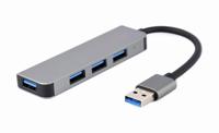 Hub USB GEMBIRD 4-port USB hub 1 x USB 3.1 + 3 x USB 2.0 Zilverkleurig - thumbnail