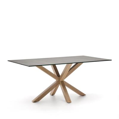 Kave Home Eettafel 'Argo' Keramiek en houtlook, 180 x 100cm, kleur Bruin