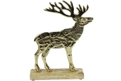 Countryfield hert op standaard 24 cm goud metaal