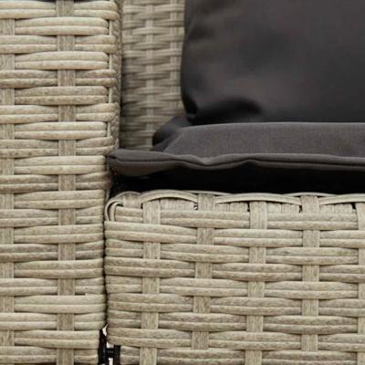 Tuinbank met kussens poly rattan lichtgrijs