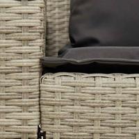 Tuinbank met kussens poly rattan lichtgrijs - thumbnail